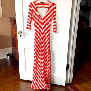 Orange and white stripe patio dress